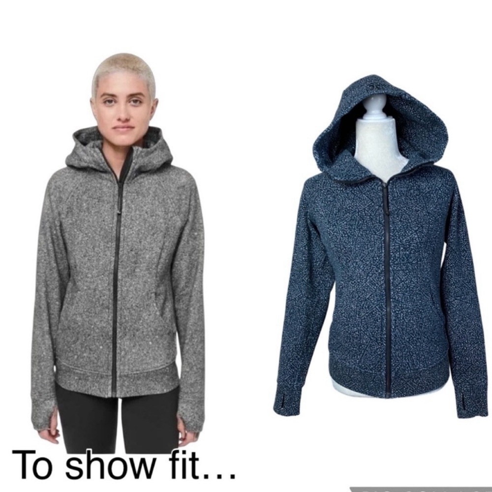 Lululemon Athletica Navy Blue Scuba Full Splatter Zip Hoodie Size 6